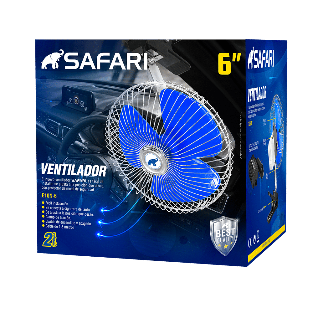 🌀 VENTILADOR PARA AUTO NEGRO 12V 06″