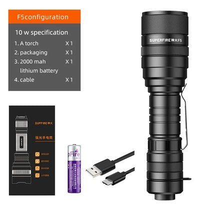 🔦 Linterna Táctica SUPERFIRE 💥 – Potente, resistente y lista para cualquier aventura 🌲⚡. ¡Ilumina tu camino como nunca antes!
